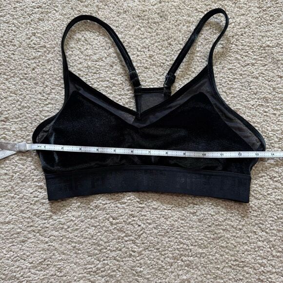 PINK Sport Ultimate Lightly Lined sports bra, black velvet velour, size small - Picture 4 of 5